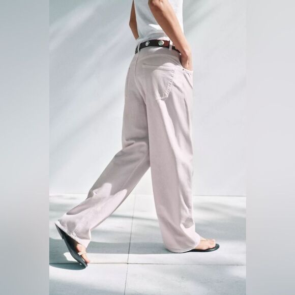 ZARA HIGH WAIST BARREL JEANS ZW COLLECTION - Picture 6 of 9